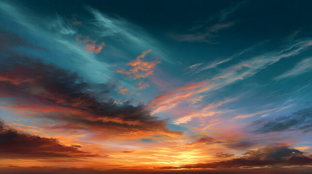Wide empty sky with subtle sunset gradient 