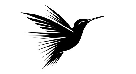 Obraz premium Black silhouette of a hummingbird in flight.