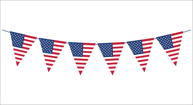 american flags bunting patriotic vector illustration on white background