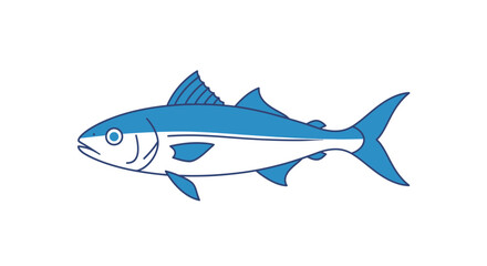 Fototapeta premium Blue fish swimming alone freely ocean.