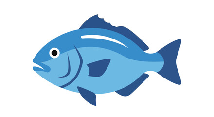 Fototapeta premium Blue Fish Side View Illustration 6.