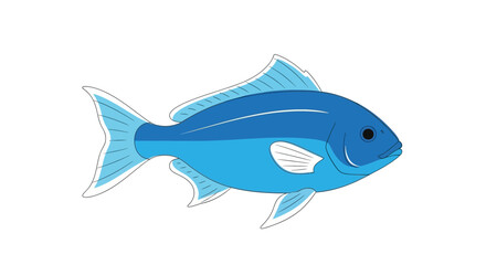 Fototapeta premium Blue Fish Swimming Alone Ocean Creature 10.
