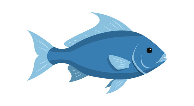 Blue Fish Swimming Alone Ocean Creature 3.