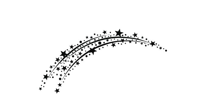 Black star trail, sparkles, and dots vector, celestial motion graphics element, astronomy design, decorative illustration