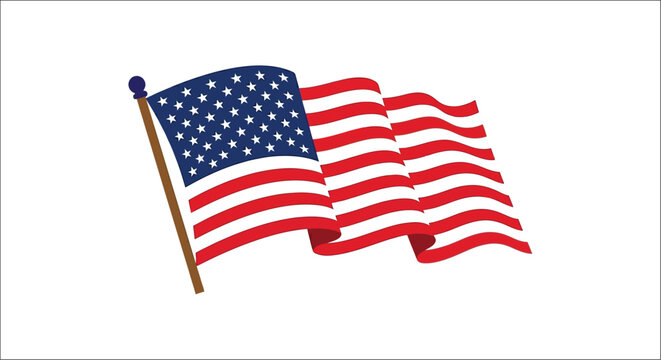 American flag illustration on white background high quality