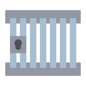 Prison bars with locked jail cell, justice and law enforcement concept in flat style.