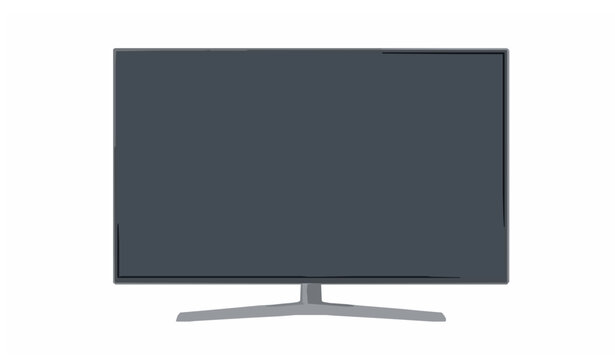 Widescreen television vector illustration with shiny screen reflection isolated on white