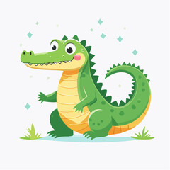 Obraz premium Cute Cartoon Alligator Illustration