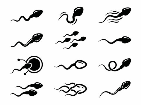 Set of sperm icons, human reproductive cells, vector illustration