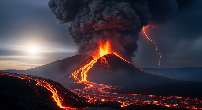 Volcanic eruption landscape