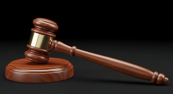 Wooden judge gavel on dark background