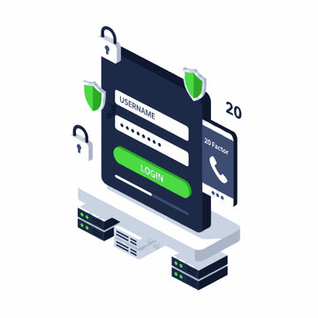 Secure login screen with two-factor authentication, digital security concept.