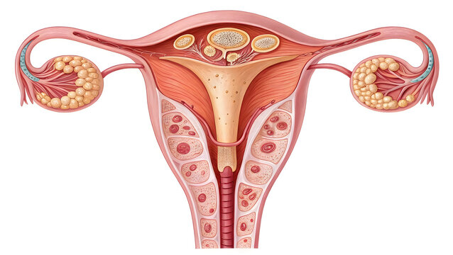 reproductive system focusing on the uterus and ovaries