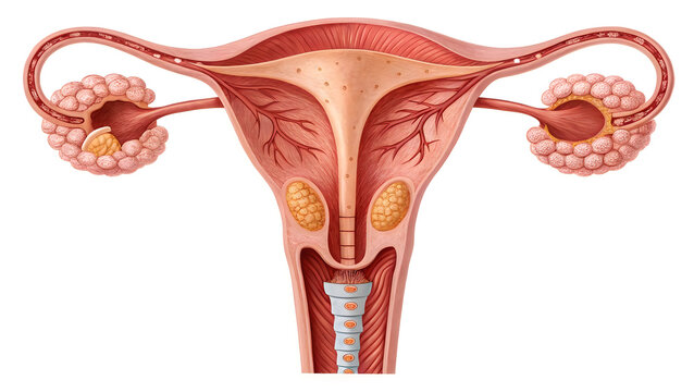 reproductive system focusing on the uterus and ovaries