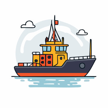 Cartoon Tugboat Illustration