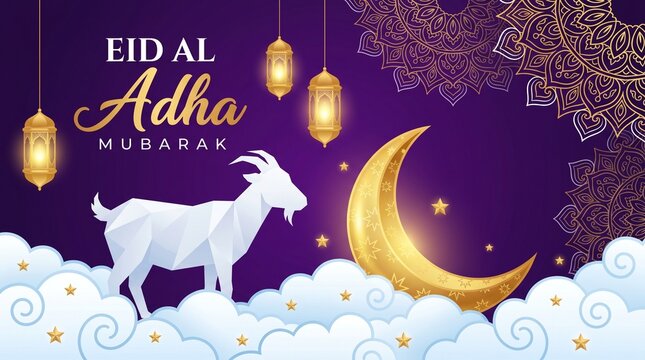 Eid Al Adha Mubarak the celebration of Muslim community festival calligraphy background design.
