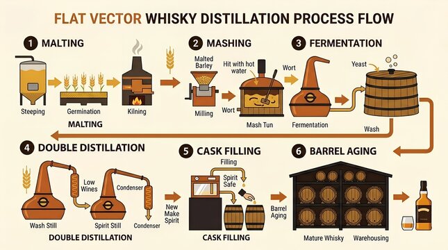 Whisky Distillation Process Flowchart