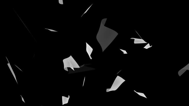 blank white paper randomly animation. flying papers 4k Video. Concept of Wasted Life,
Drowned in Paperwork with too much Work. Bright white papers falling animation on black background.