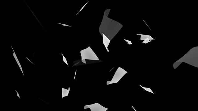 blank white paper randomly animation. flying papers 4k Video. Concept of Wasted Life,
Drowned in Paperwork with too much Work. Bright white papers falling animation on black background.