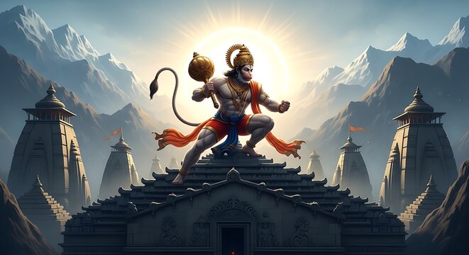 Hanuman on Temple Roof.