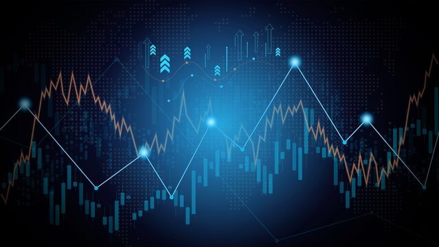 Growing financial charts and diagrams showing increasing profits. Business financial chart with moving up arrow graph. Stock market investment data and analysis finance graph.