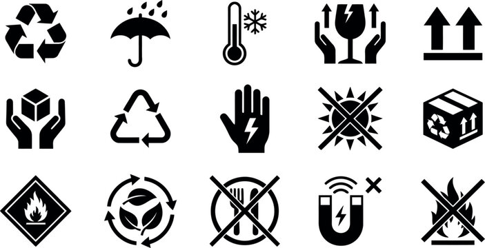 Shipping and handling symbols collection a guide to package care