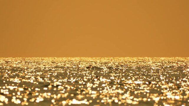 Sunlight ocean bokeh abstract background texture golden sunset reflections sparkling water surface warm color copy space