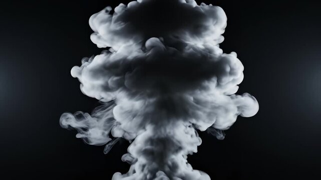 Abstract smoke cloud on dark background highlighting geometric patterns and contemporary art