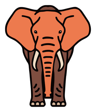 African elephant wildlife animal flat vector clipart. Generative AI