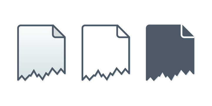 Ripped Document Icon. Torn File Symbol. Vector Illustration