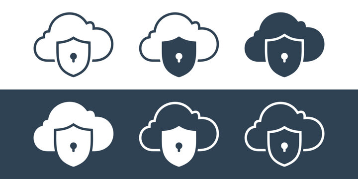 Cloud Shield Icon. Data Security and Privacy Symbol. Secure Server. Vector Illustration
