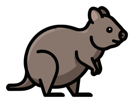 Quokka animal side view flat vector illustration. Generative AI