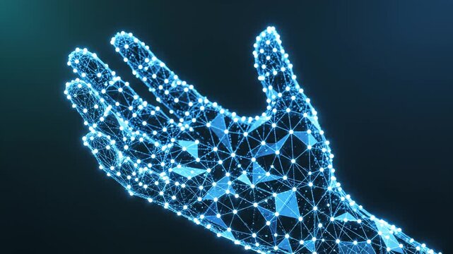 Digital hand with network connections emphasizing advanced technology and cybersecurity