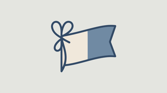 Elegant blue flag with decorative ribbon bow vector illustration