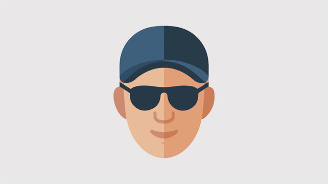 Man wearing baseball cap and sunglasses avatar flat vector icon