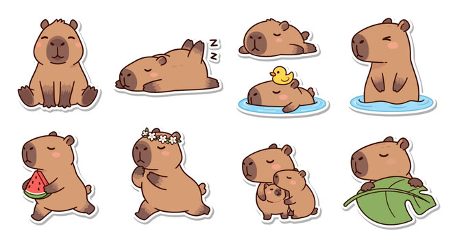 Cute Capybara Cartoon Sticker Collection