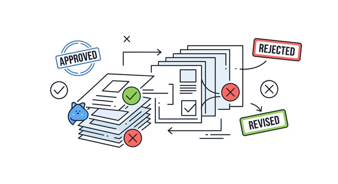 Business process management, workflow optimization, document review, approval workflow vector