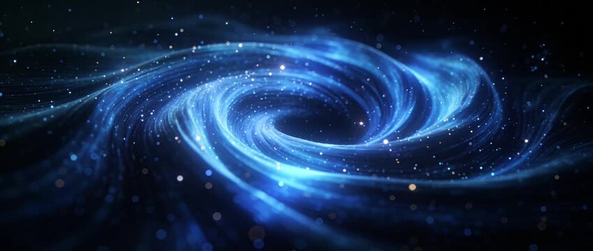Glowing blue vortex swirl cosmic spiral abstract galaxy deep space star field fantasy background energy wave light trail motion mystery mood swirling glow creates dreamy celestial scene blue vortex