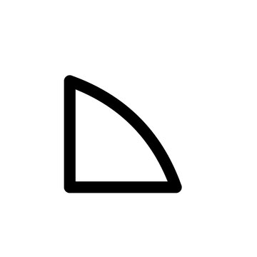 Precise quarter circle geometric icon for pie chart visualization and architectural design elements.