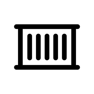 Industrial barcode container icon for product tracking and global shipping logistics identification.