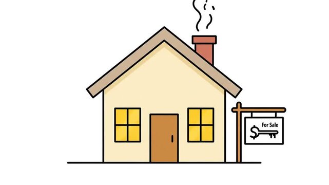 Charming House For Sale Animation Vector Business Icon Set. Minimalist graphic depicting a real estate property and home ownership for animated business content