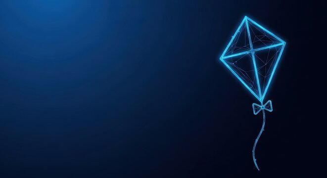 Glowing Blue Geometric Crystal Structure Floating in Digital Space