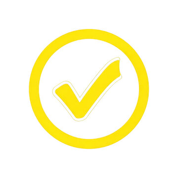 Green checkmark icon on yellow circle background isolated on transparent background