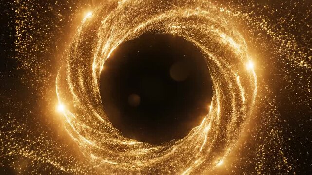 Golden swirling ring in space ideal for sleek commercial backgrounds and title sequences