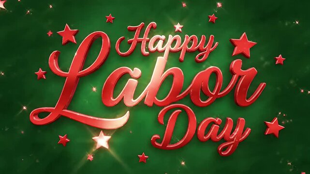 Happy labor day celebration text with festive red and green design