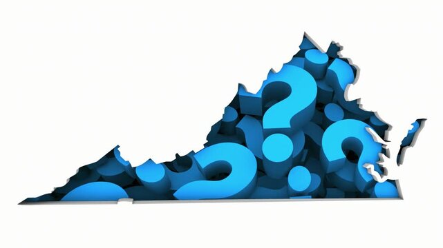 Virginia VA State Map Question Marks Ask FAQs Best Place Location 3d Animation