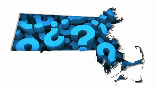 Massachusetts MA State Map Question Marks Ask FAQs Best Place Location 3d Animation