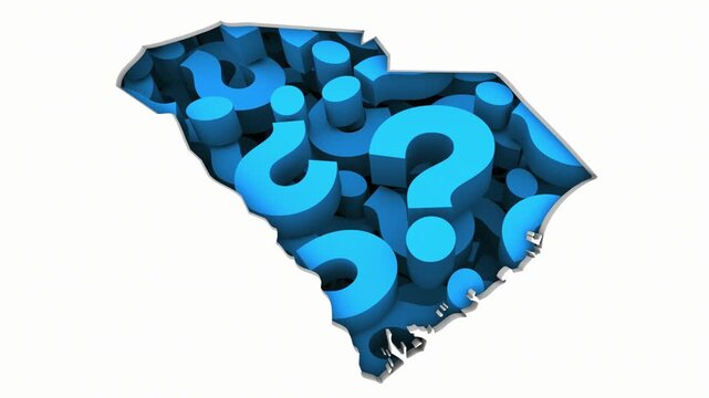South Carolina SC State Map Question Marks Ask FAQs Best Place Location 3d Animation