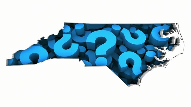 North Carolina NC State Map Question Marks Ask FAQs Best Place Location 3d Animation