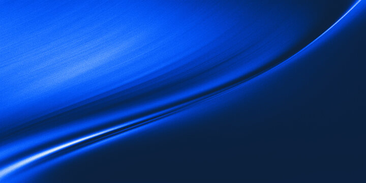 Bright lines of light follow the curves and subtle textures resembling fine metal scratches, on an abstract blue background.